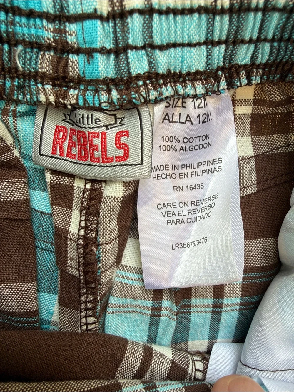 New Vintage rebels cream Tank Top & Brown/Blue Plaid Shorts 'Monkey Business'